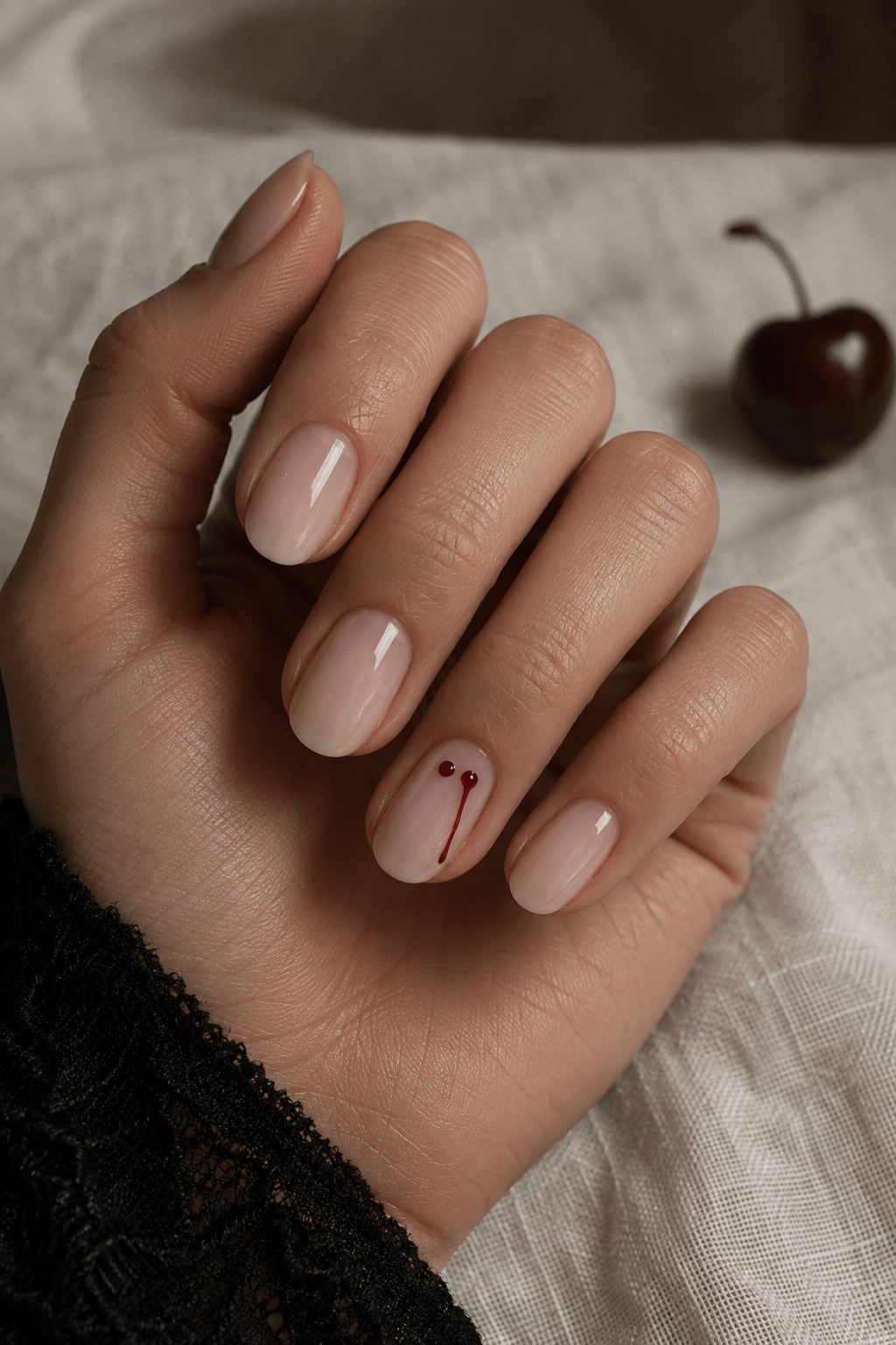 Vampire's Kiss Nails: a minimal fang-bite accent tutorial