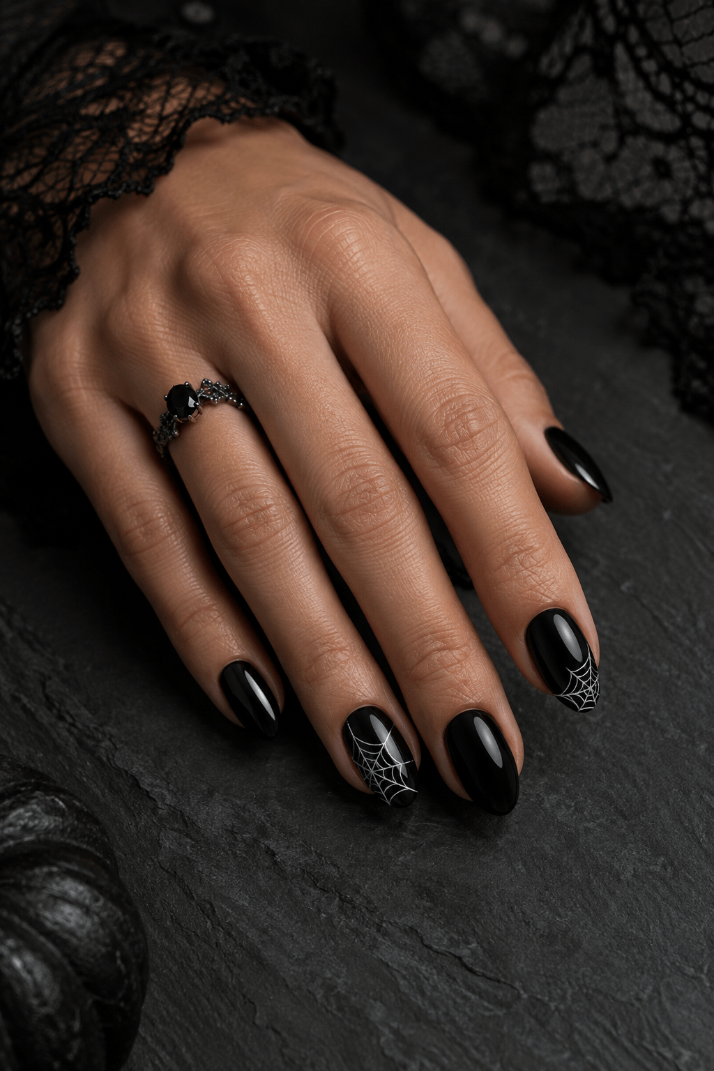 Corner Cobweb Tip Nails: a simple spiderweb guide