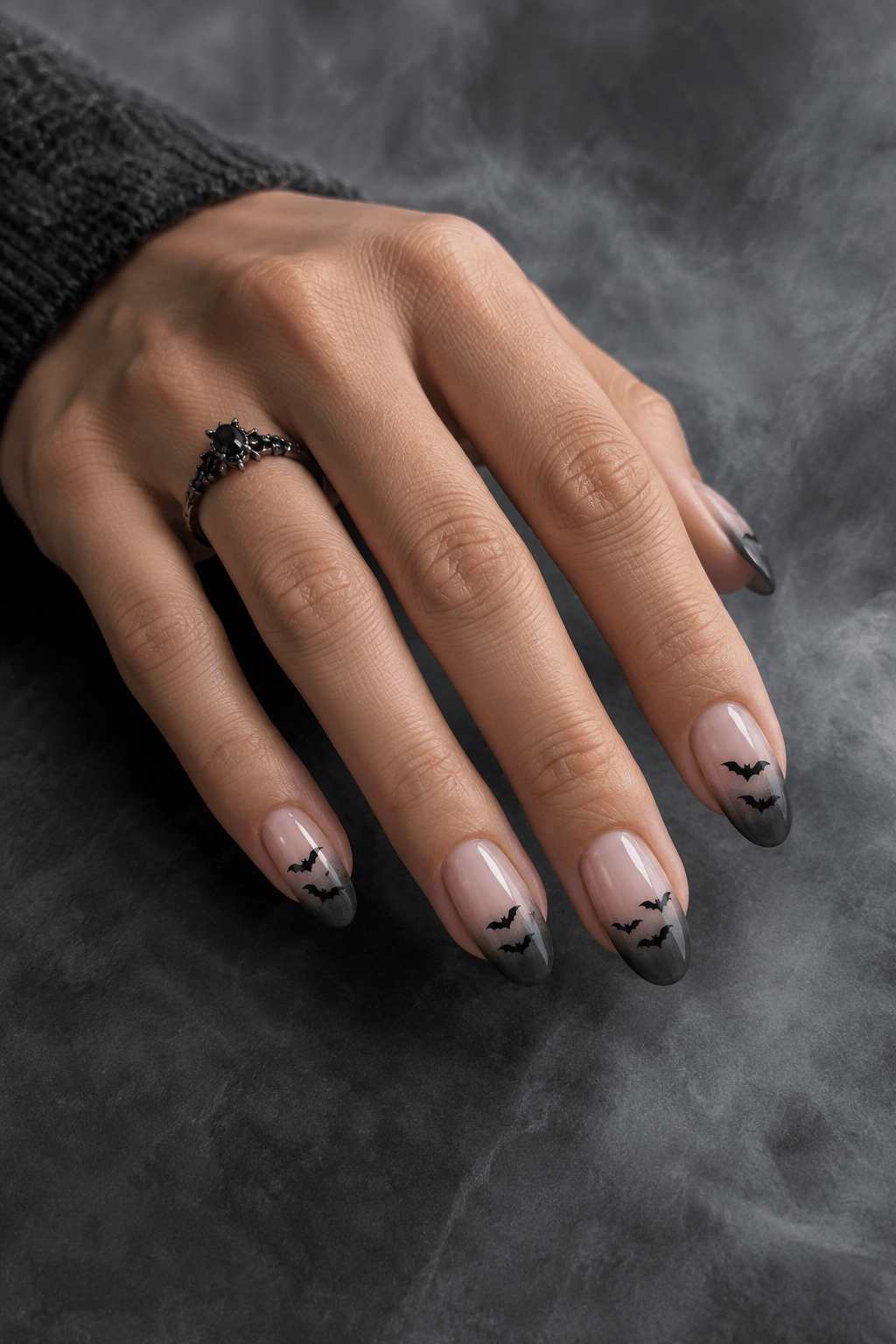 Bat Signal French Nails: a soft smoky tip tutorial