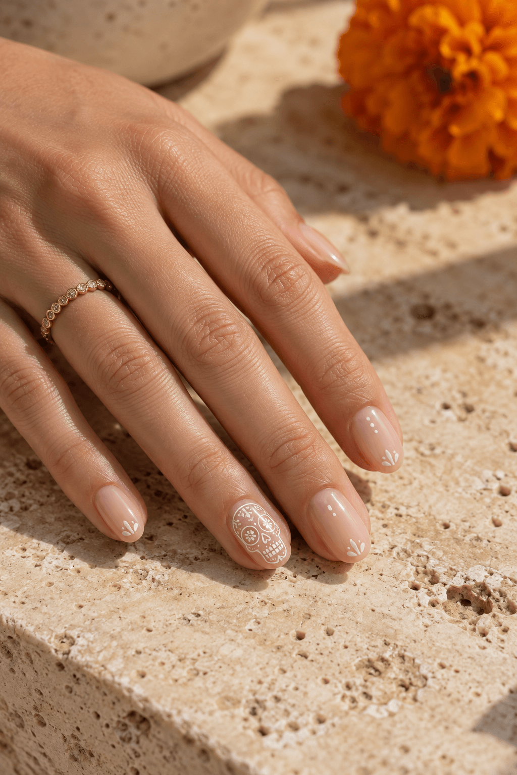 Line-Art Sugar Skull Nails: a simple accent tutorial