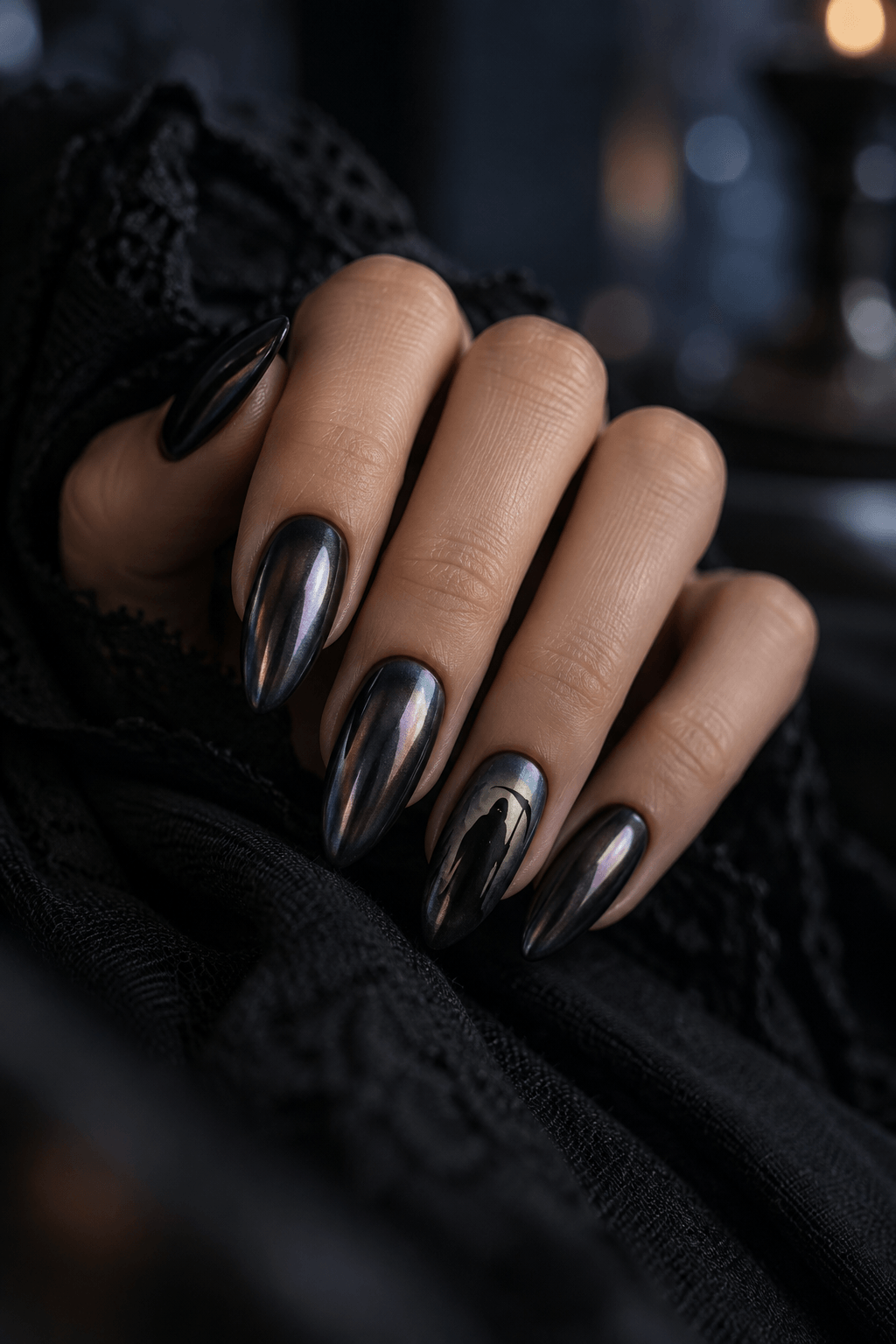 How to Create Grim Reaper Chrome Nails