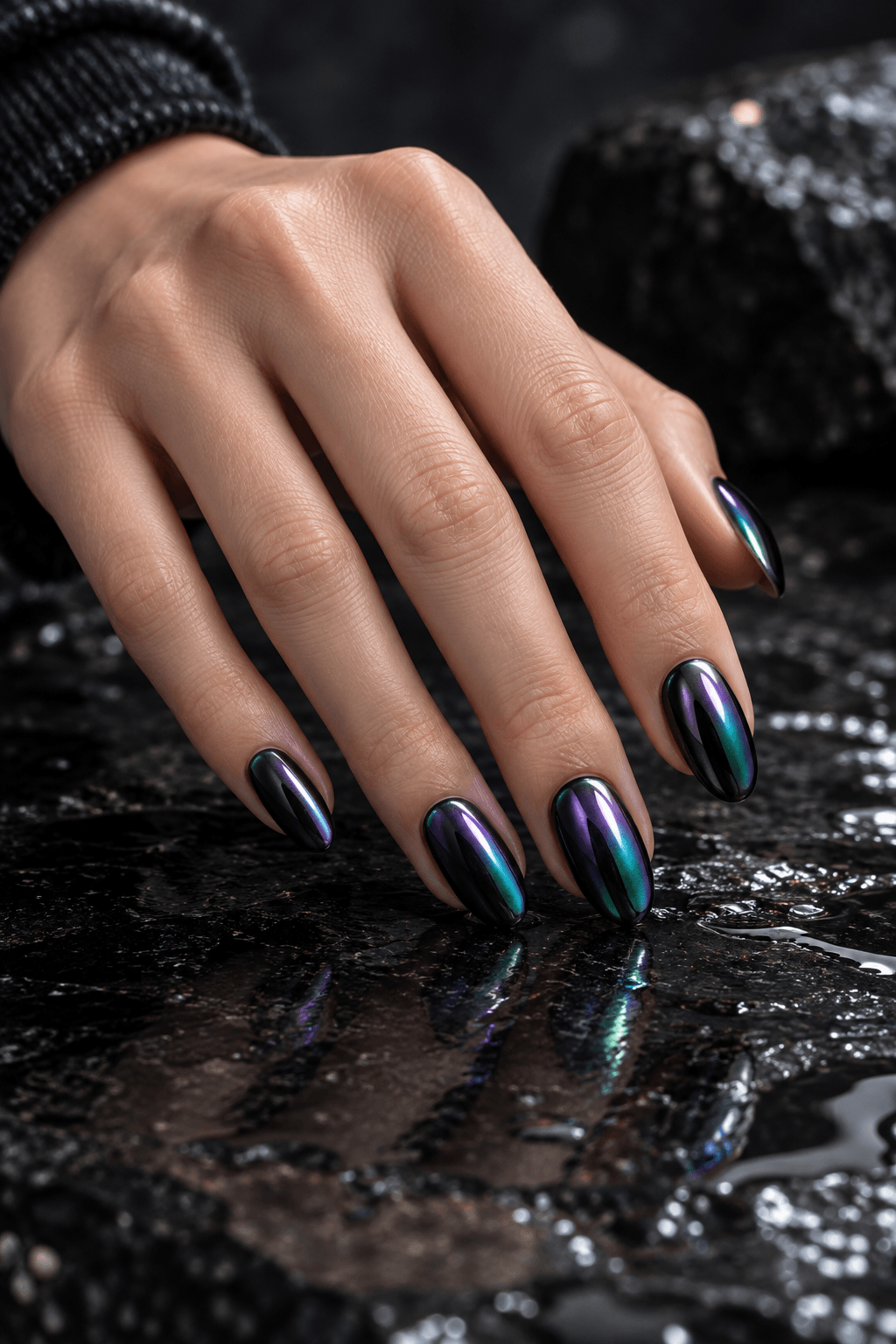 How to Create Oil-Slick Chrome Nails