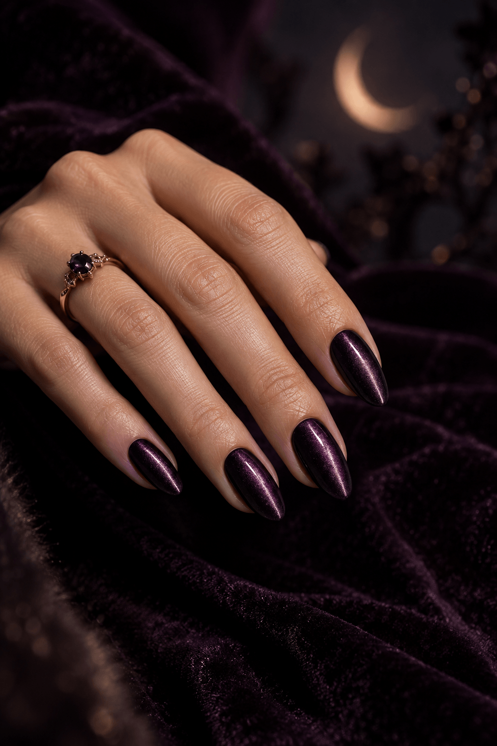How to Create Blackberry Cat-Eye Nails