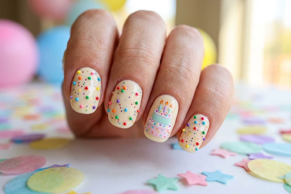 Glitter & Sparkle Birthday Nails