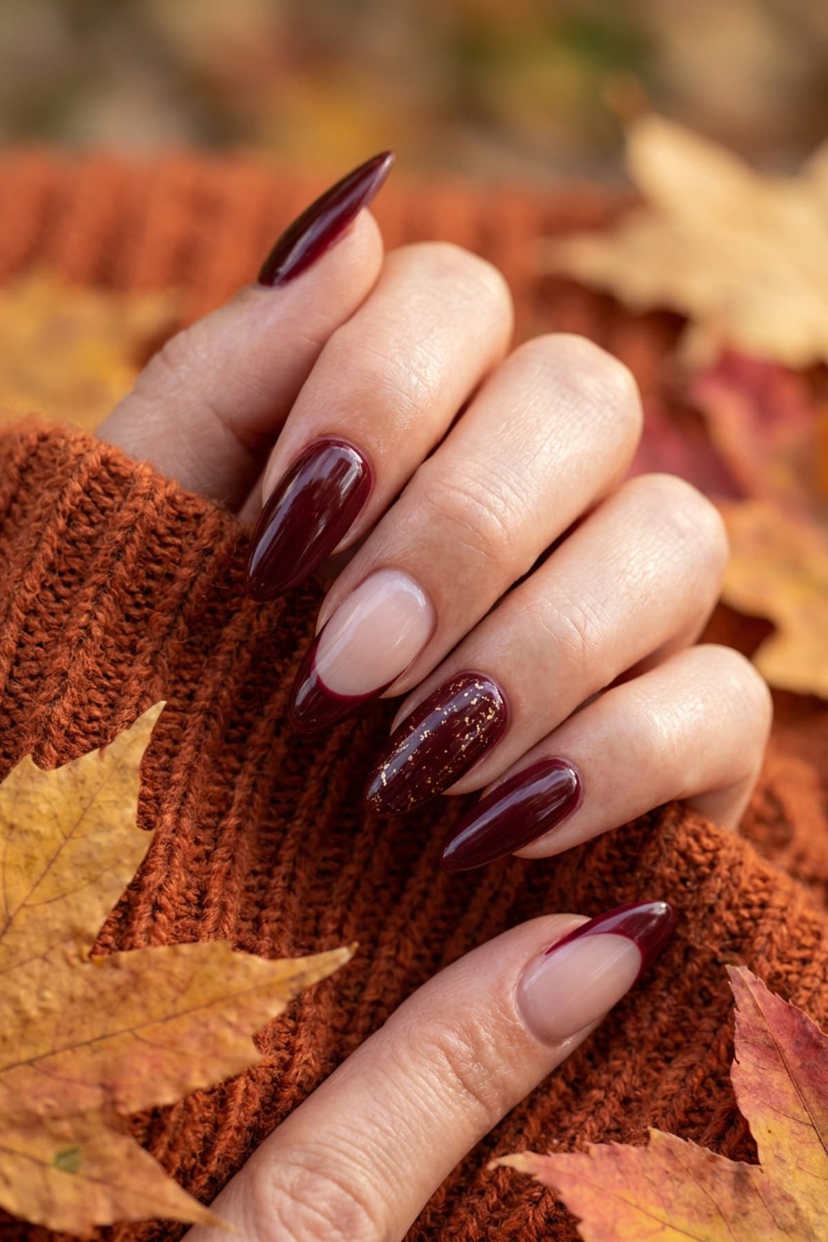 Burgundy Fall Nails: Almond & French Tip Ideas 2026