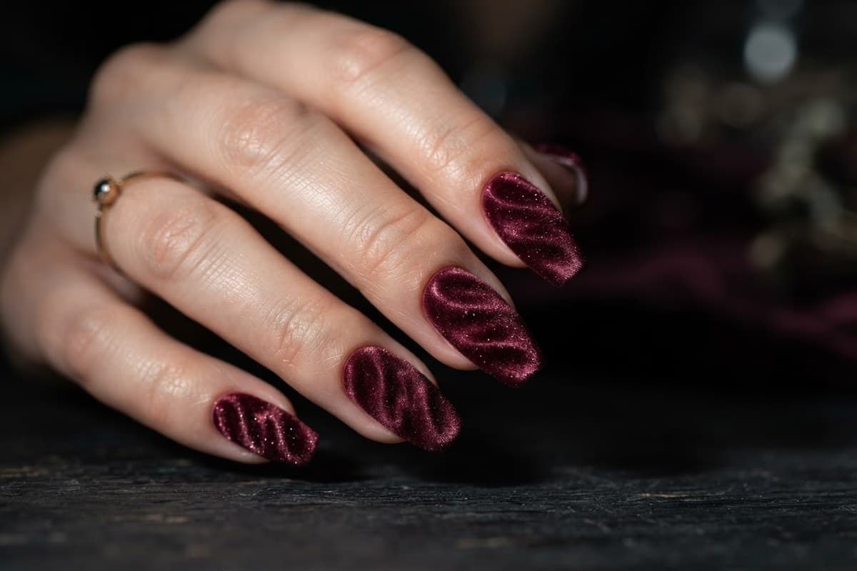 Almond Burgundy French Tips