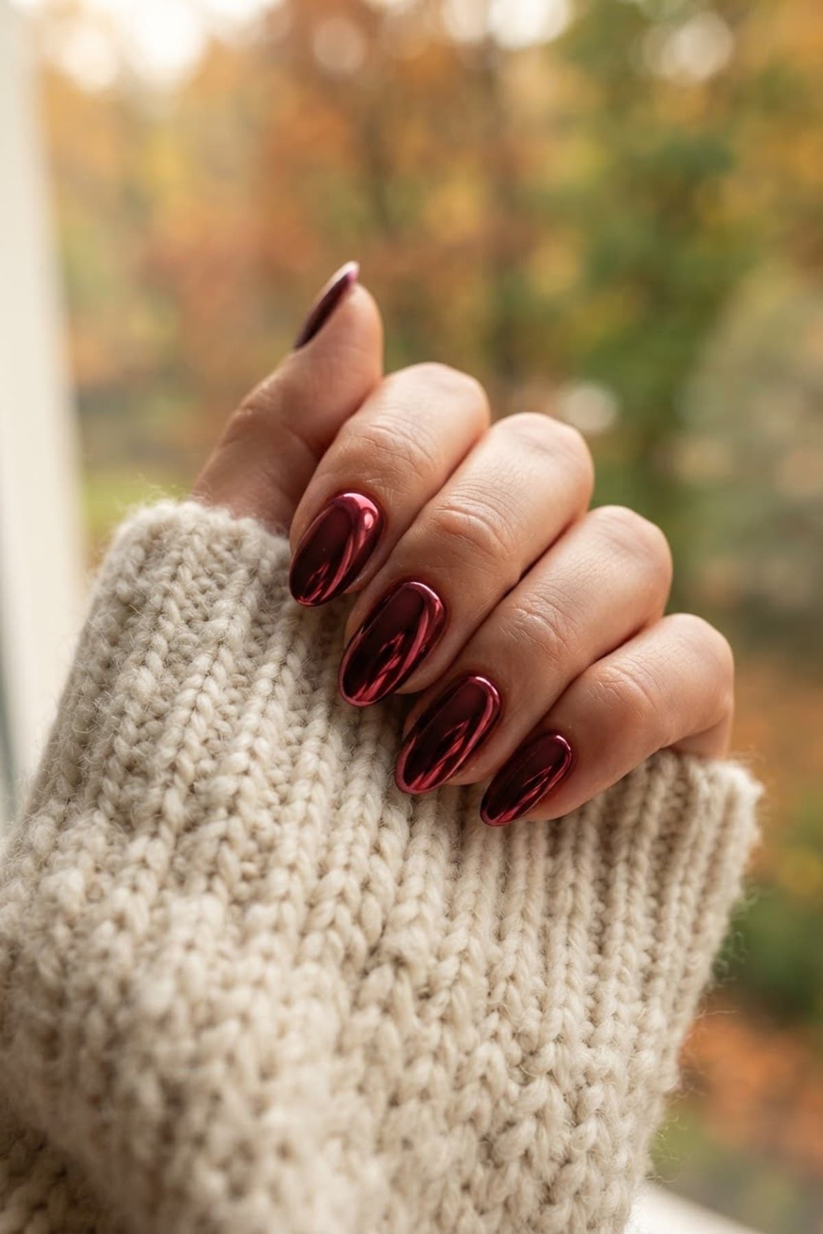 Fall Chrome Nails: Burgundy, Copper & Mocha Mirror Ideas