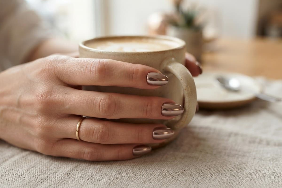 Burgundy Chrome Manicures