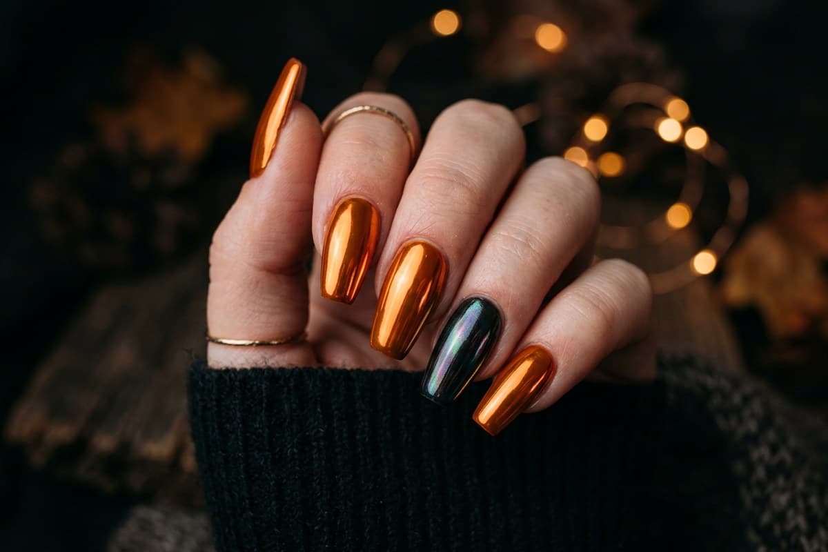Mocha & Brown Mirror Nails