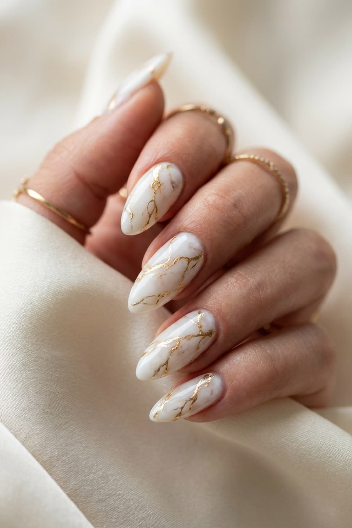 Marble Nails: 30+ Water, Milky & Gold Vein Designs