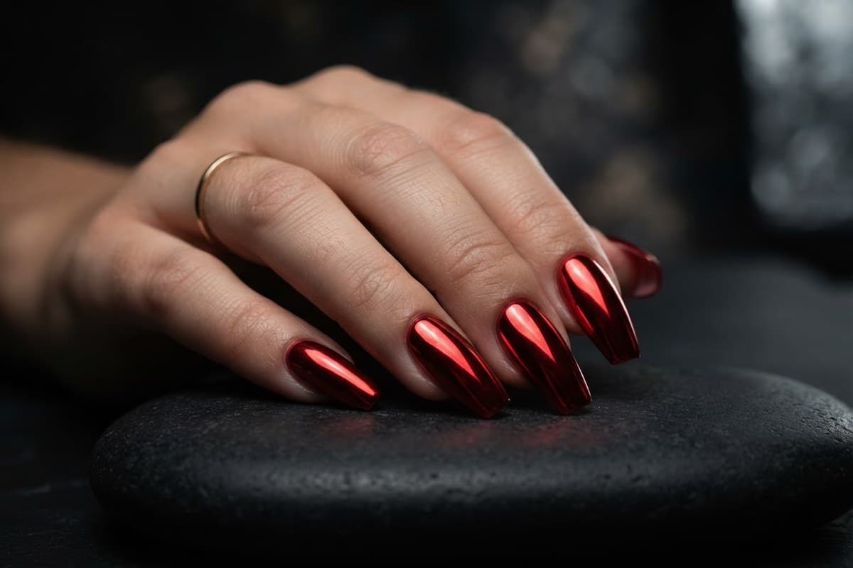 Red French Tips & Negative Space