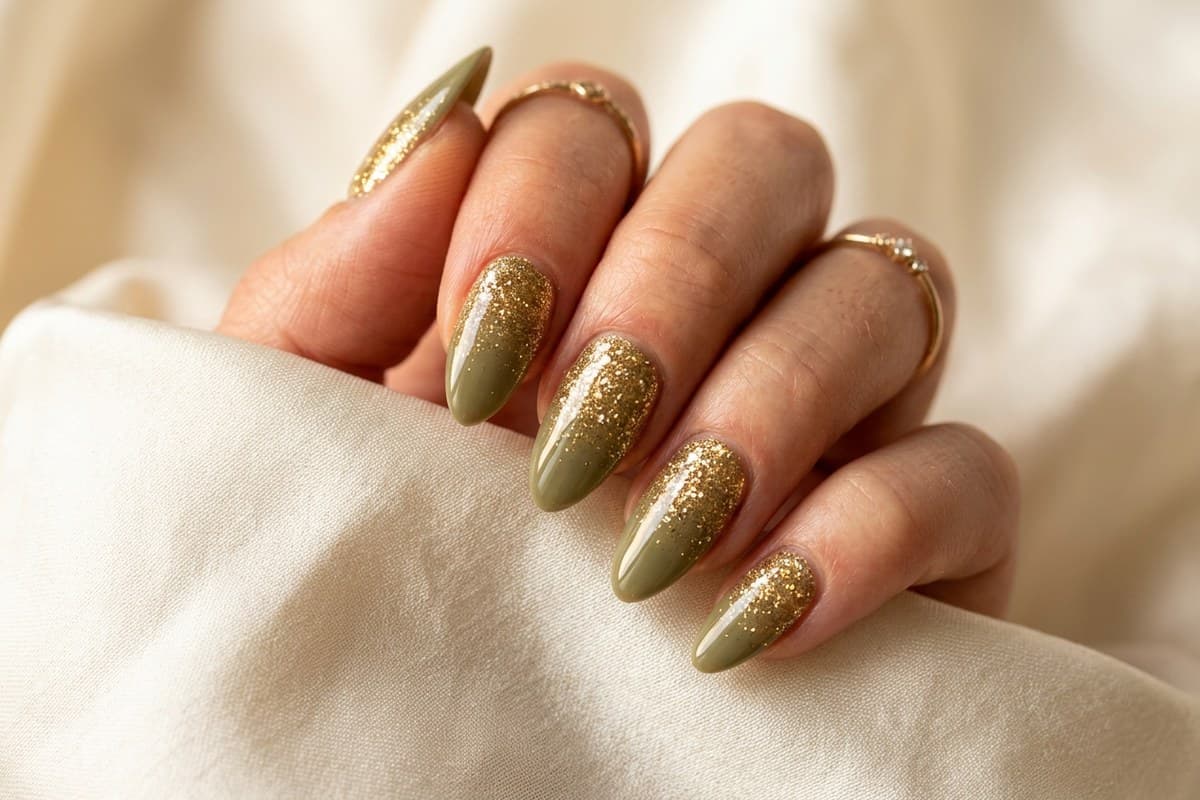 Green & Gold French Tips