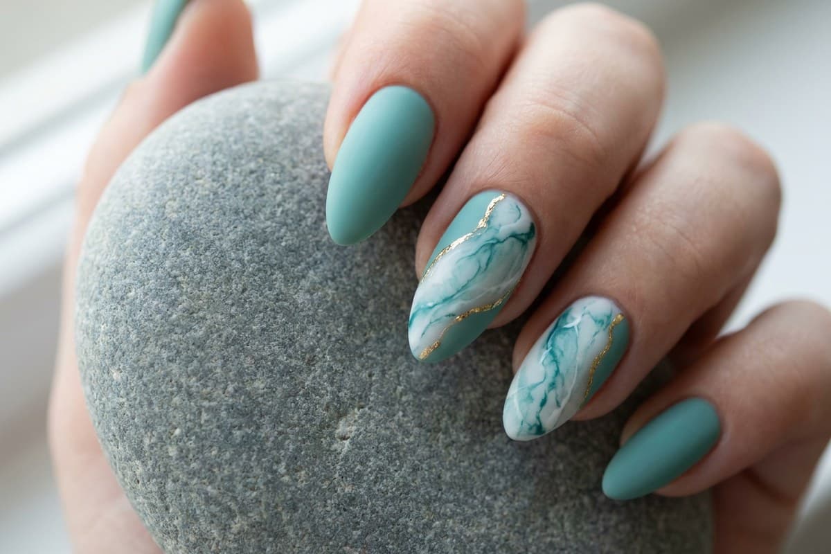 Teal French Tips & Ombré