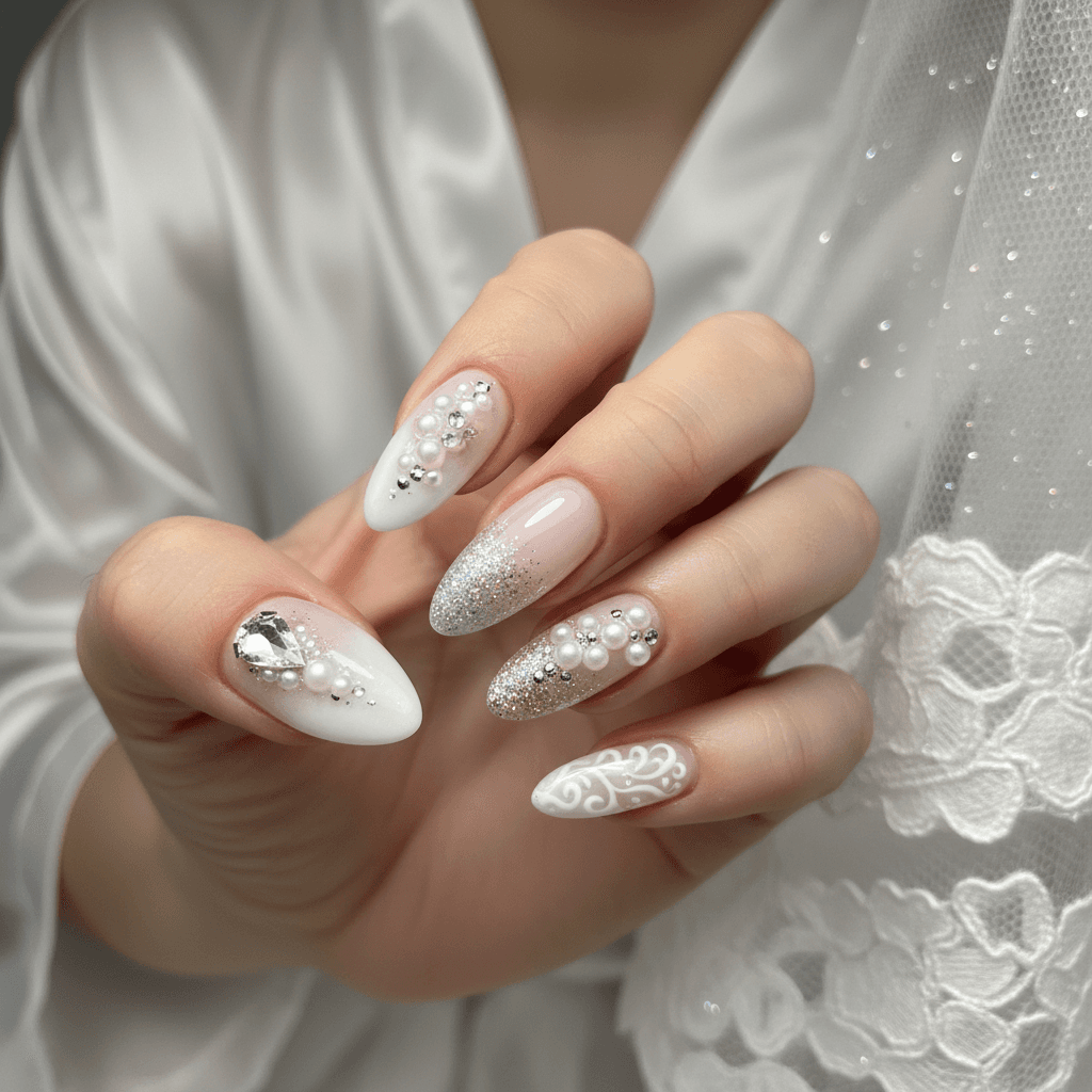 Gorgeous Photo-real Salon Bridal Nails