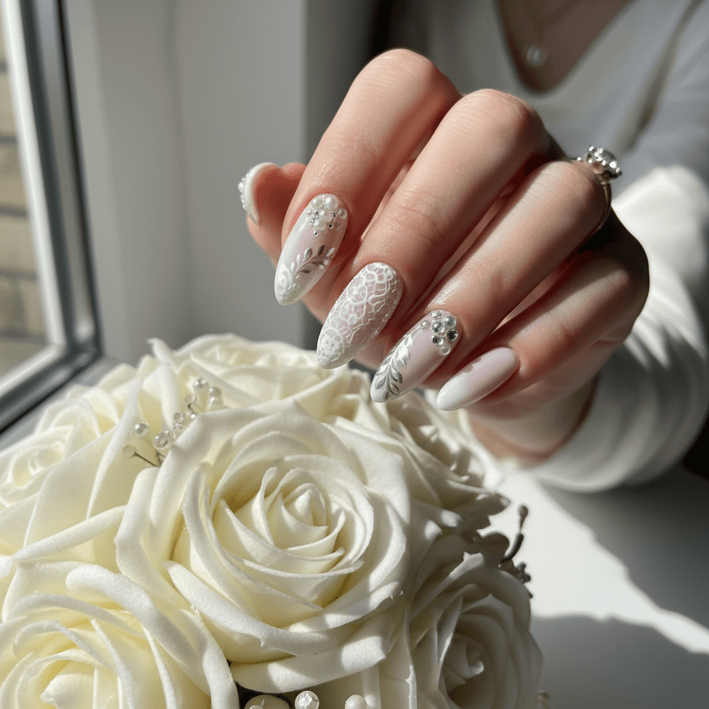 Beautiful Photo-real Salon Bridal Nails
