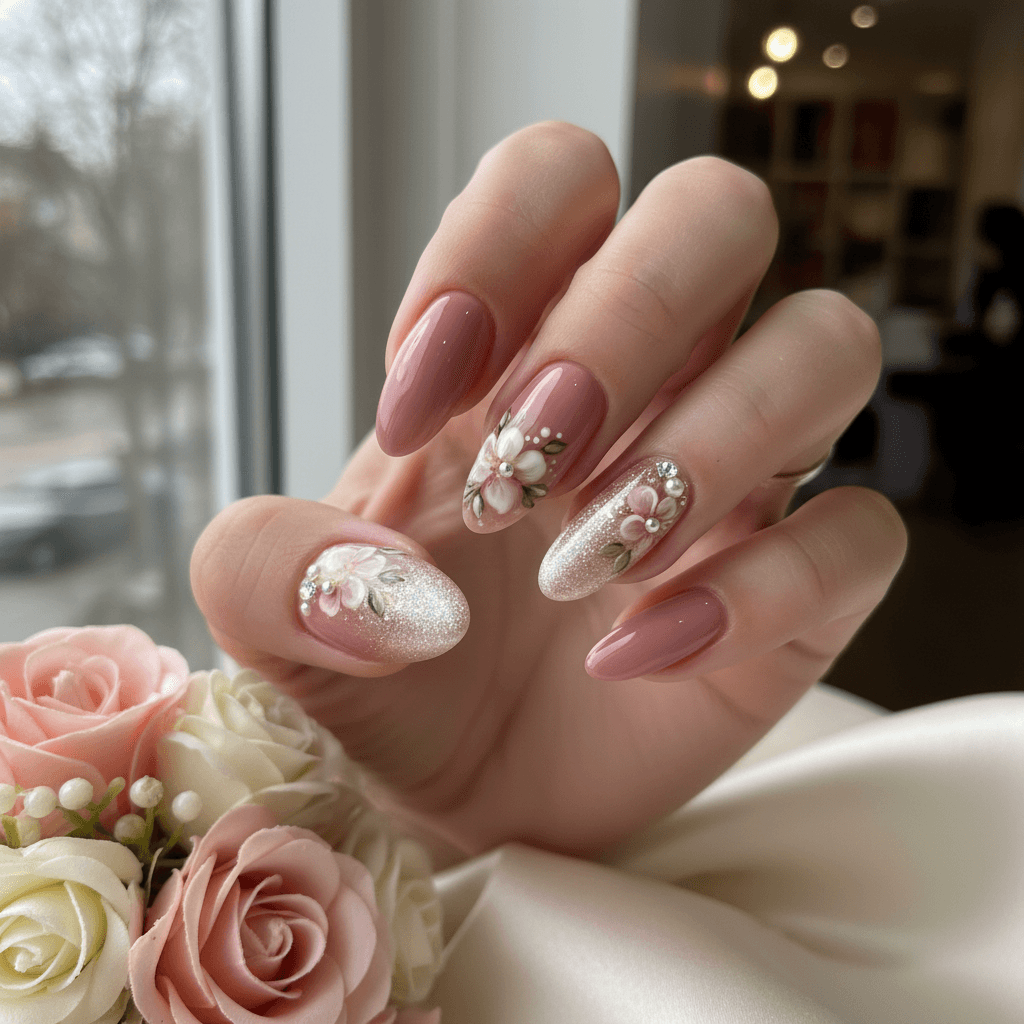 Sophisticated Photo-real Salon Bridesmaid Nails