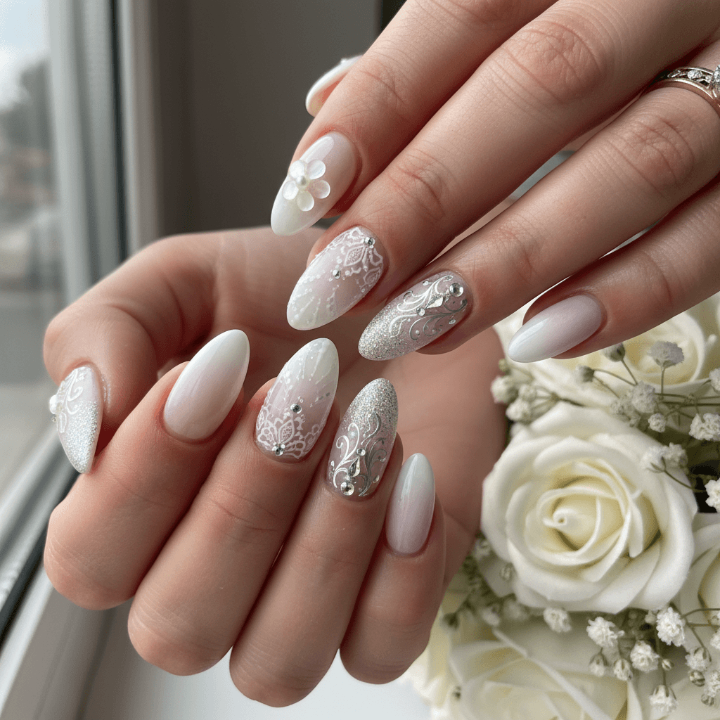 Gorgeous Photo-real Salon Bridal Nails