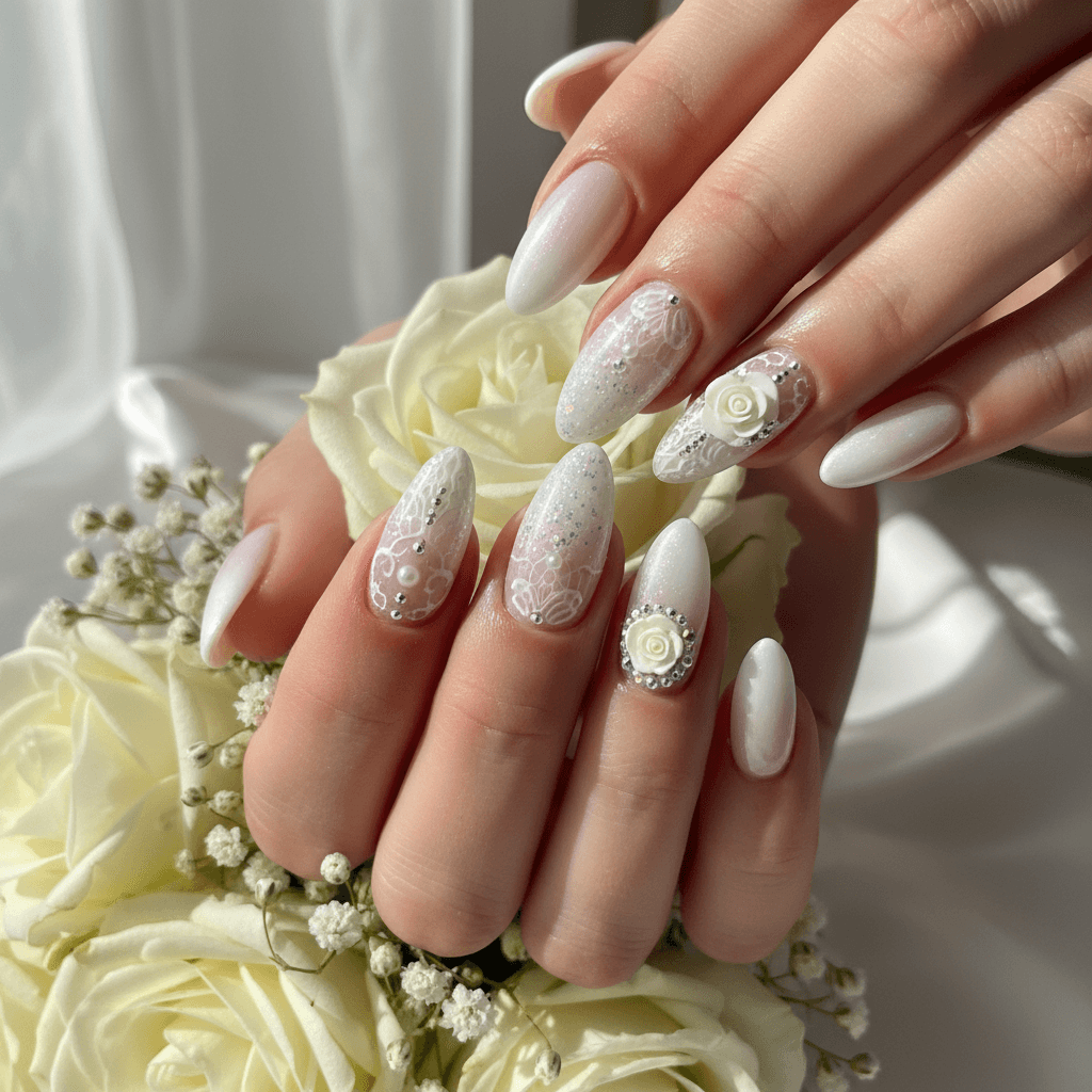 Beautiful Photo-real Salon Bridal Nails