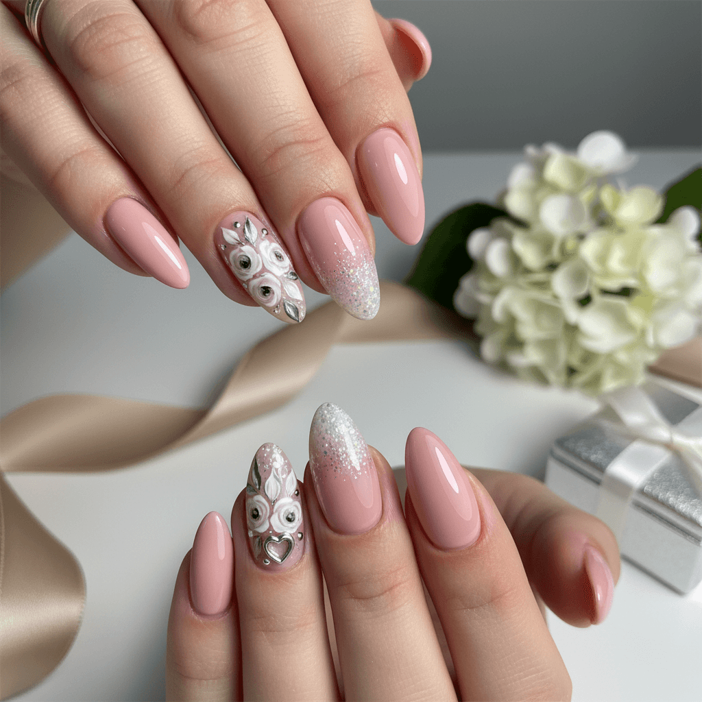 Sophisticated Photo-real Salon Bridesmaid Nails