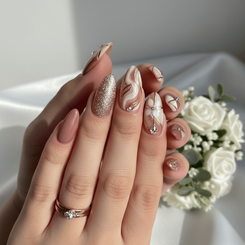 Beautiful Photo-real Salon Bridesmaid Nails